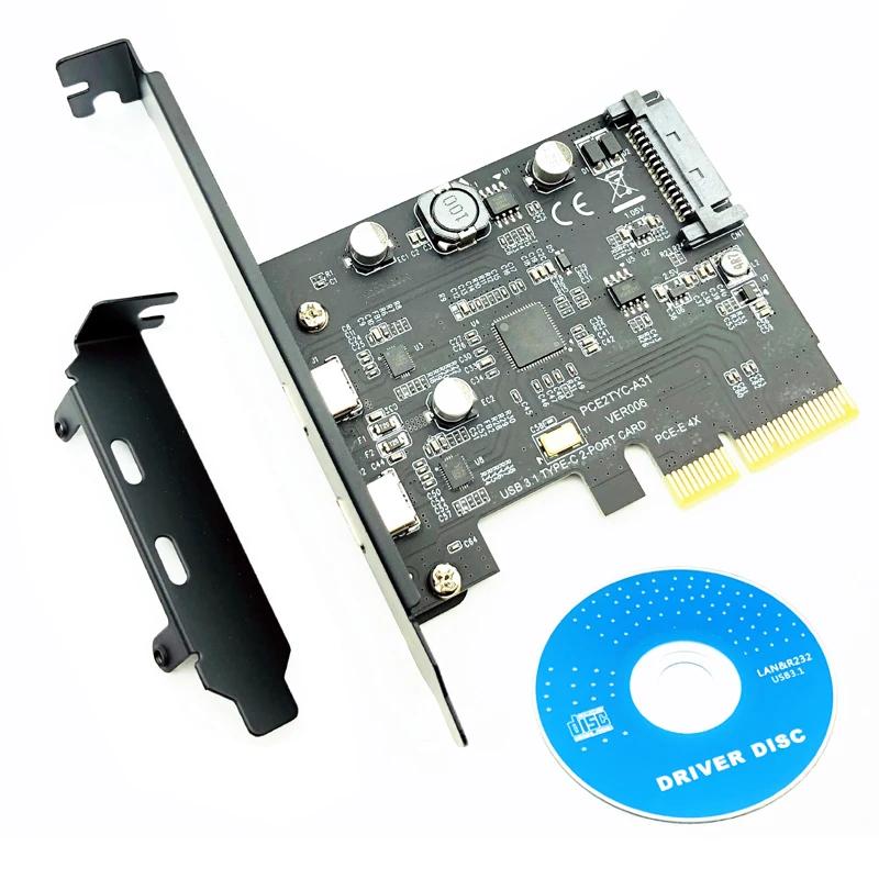 USB  C PCI Express ī PCI-E 4X to USB 3.1 Gen2 10Gbps 2 Ʈ  C Ȯ ī ASM3142 Ĩ SATA Ŀ (ũž )